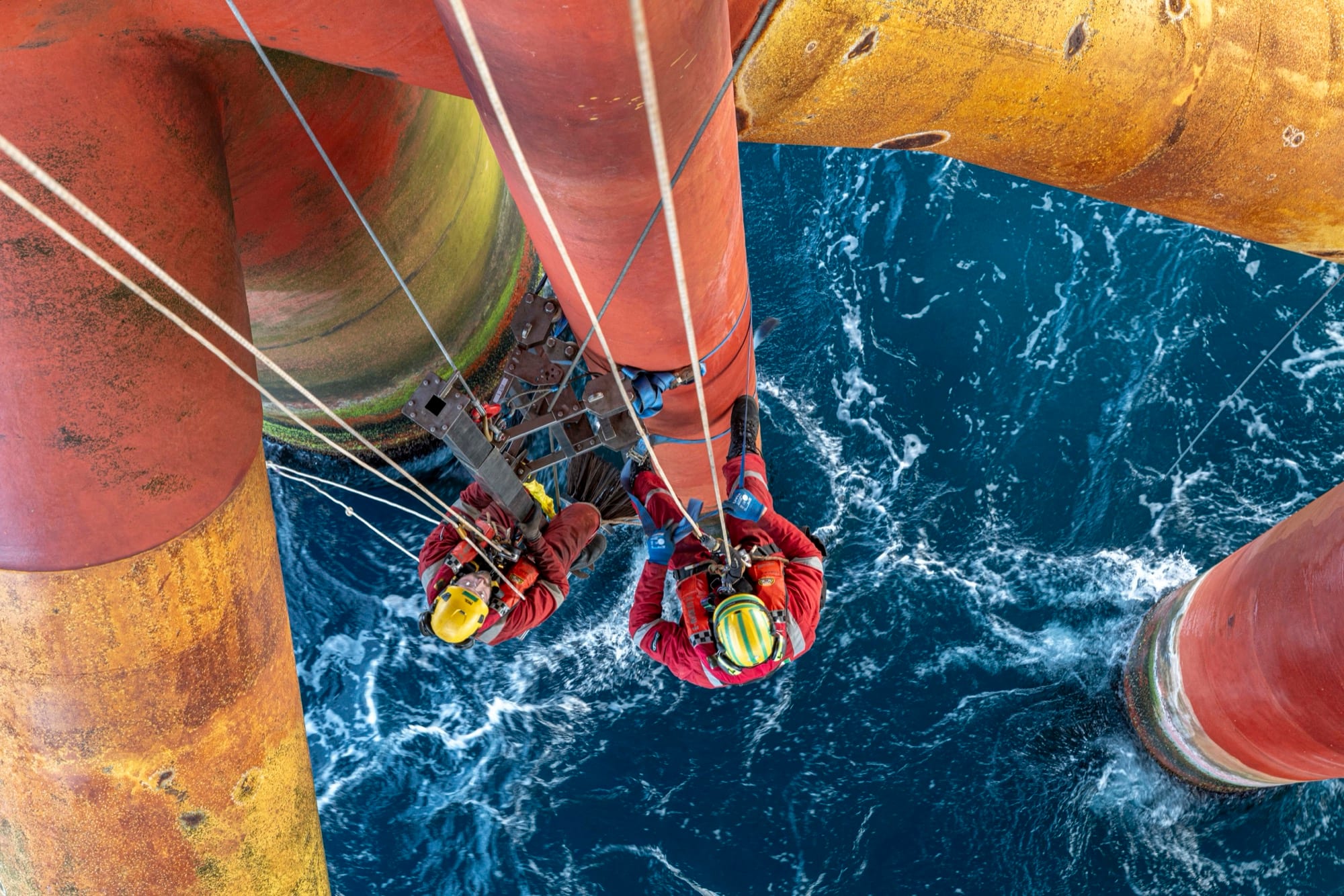 Rope access workers on offshore platform