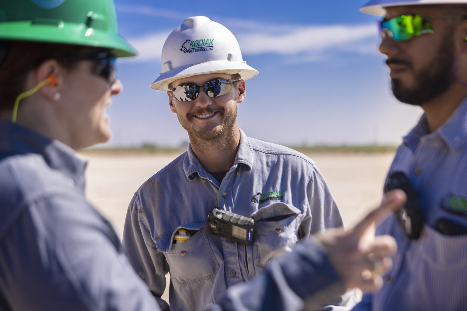 Kodiak field crew in hard hats