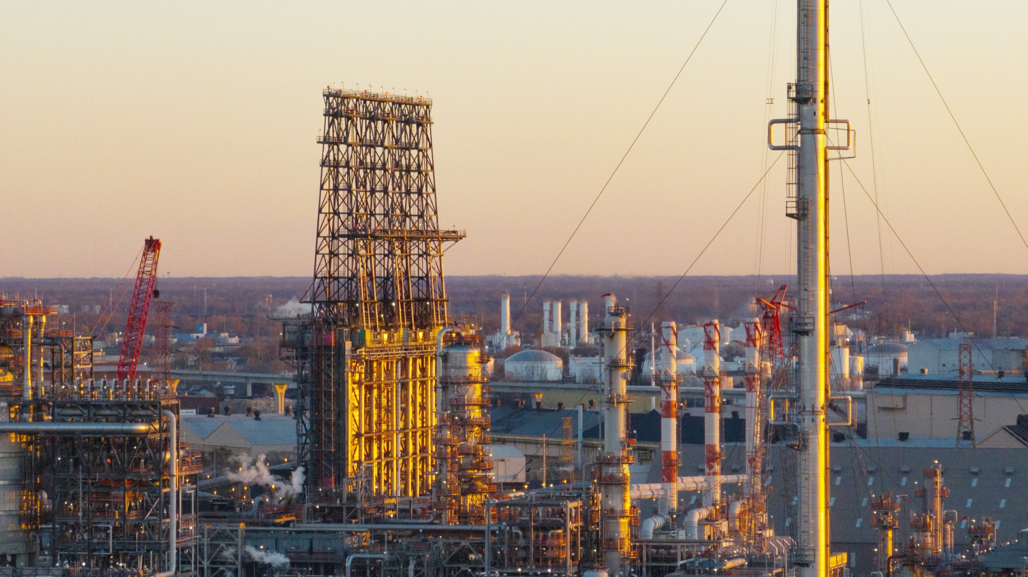 Whiting Refinery skyline at golden hour